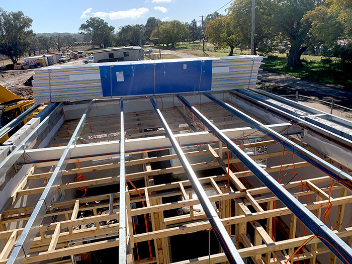 Bare beams on top of a building under construction